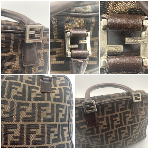 Authentic FENDI Zucca FF Logo Monogram Brown Bag - Picture 10 of 15